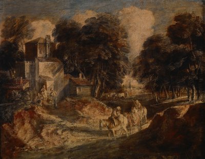 Wooded Landscape with Mounted Peasants by Thomas Gainsborough